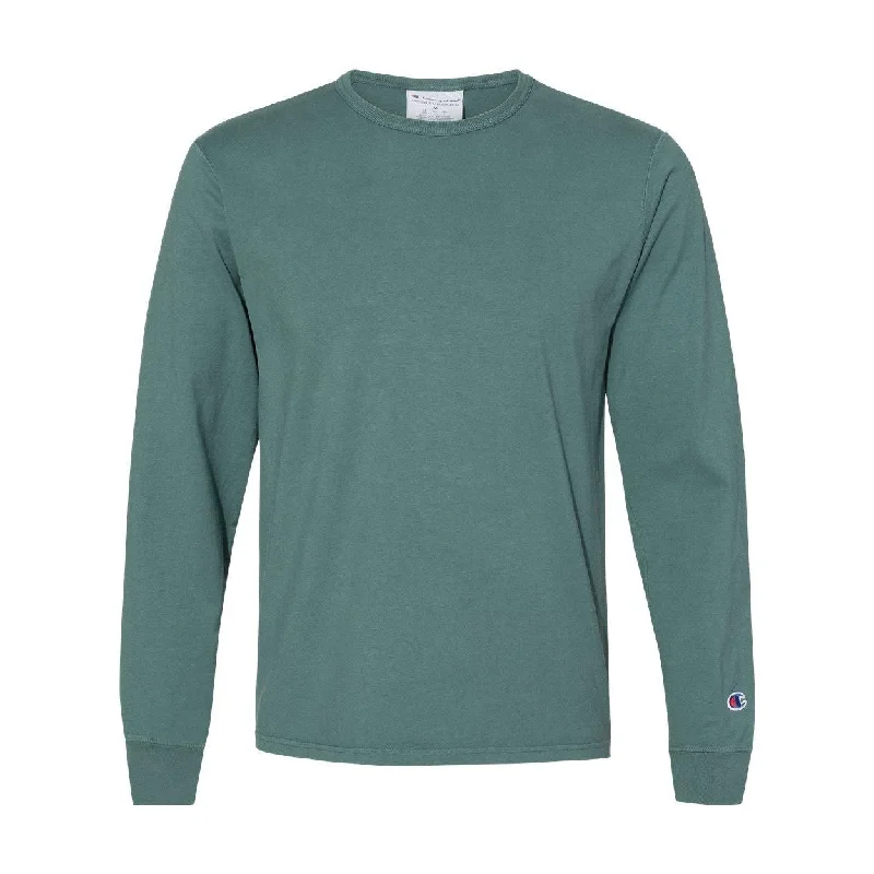 Men's button - front t - shirts with a unique artistic printChampion Garment-Dyed Long Sleeve T-Shirt