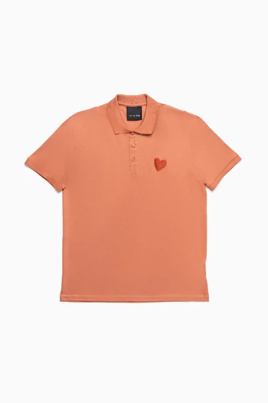 Men's button - front t - shirts with a unique artistic printClassic Embroidery Heart Jersey Polo Men's button - front t - shirts with a unique artistic printClassic Embroidery Heart Jersey Polo