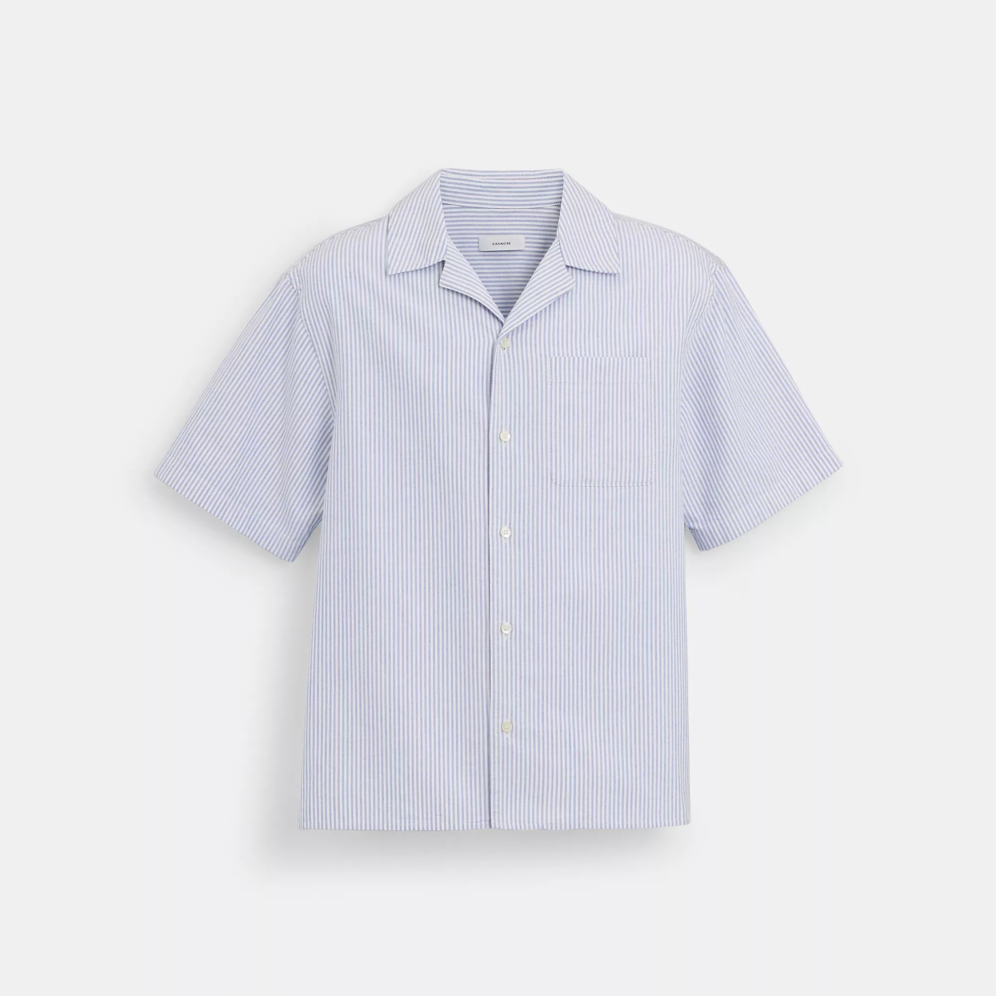 Men's polo t - shirts with a contrast collar for a preppy lookCoach Outlet Oxford Striped Camp Shirt Men's polo t - shirts with a contrast collar for a preppy lookCoach Outlet Oxford Striped Camp Shirt