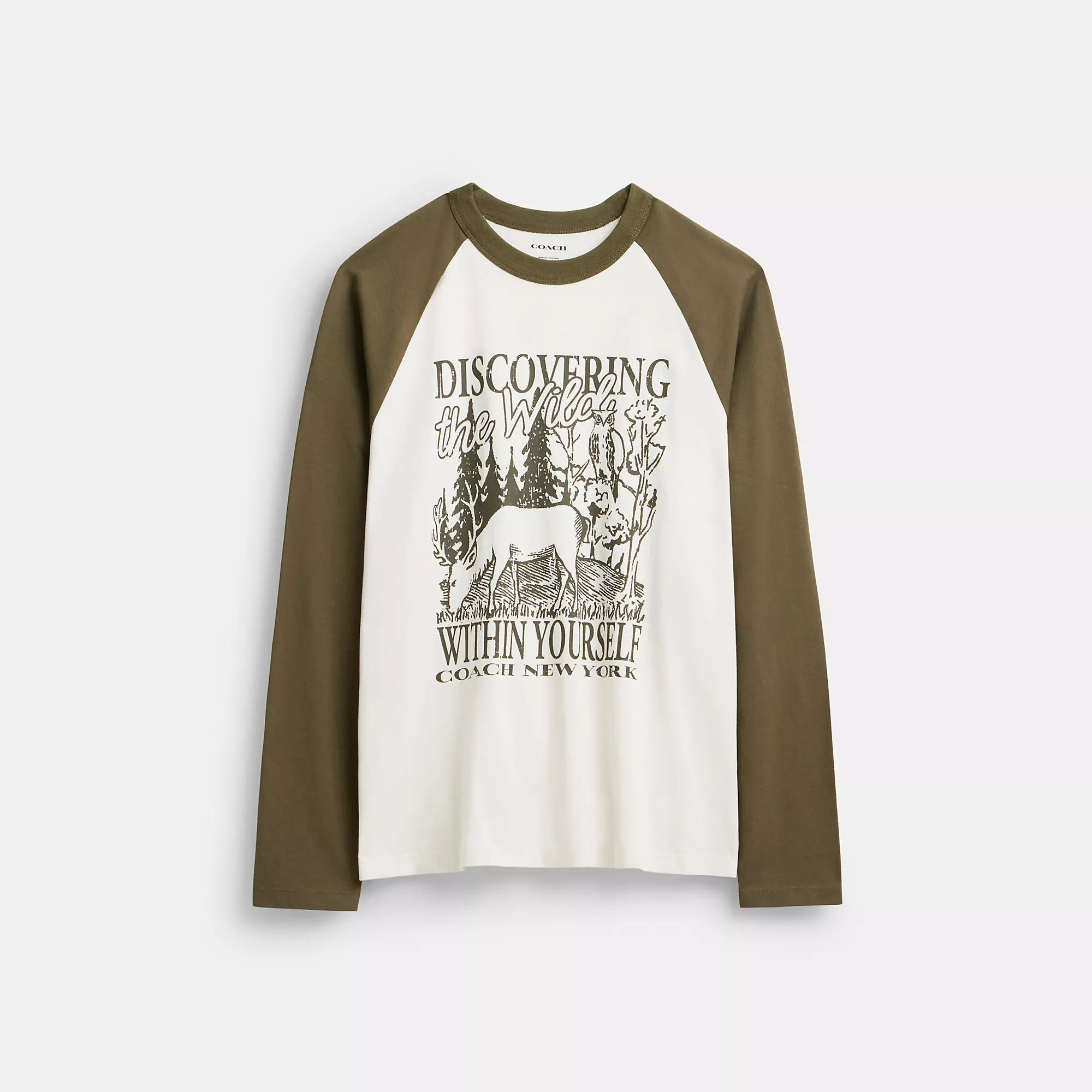 Men's distressed denim - look t - shirts with a rugged appealCoach Outlet Wild Raglan Crewneck Long Sleeve T Shirt In Organic Cotton Men's distressed denim - look t - shirts with a rugged appealCoach Outlet Wild Raglan Crewneck Long Sleeve T Shirt In Organic Cotton