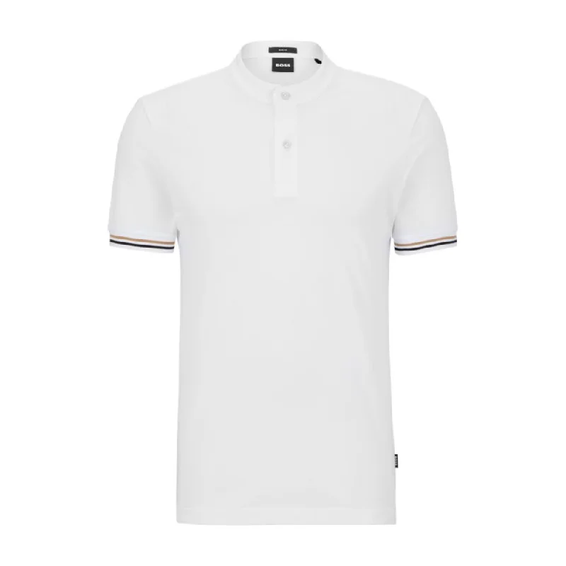 Men's eco - friendly recycled t - shirts for sustainable fashion choicesCollarless slim-fit polo shirt in cotton piqu Men's eco - friendly recycled t - shirts for sustainable fashion choicesCollarless slim-fit polo shirt in cotton piqu