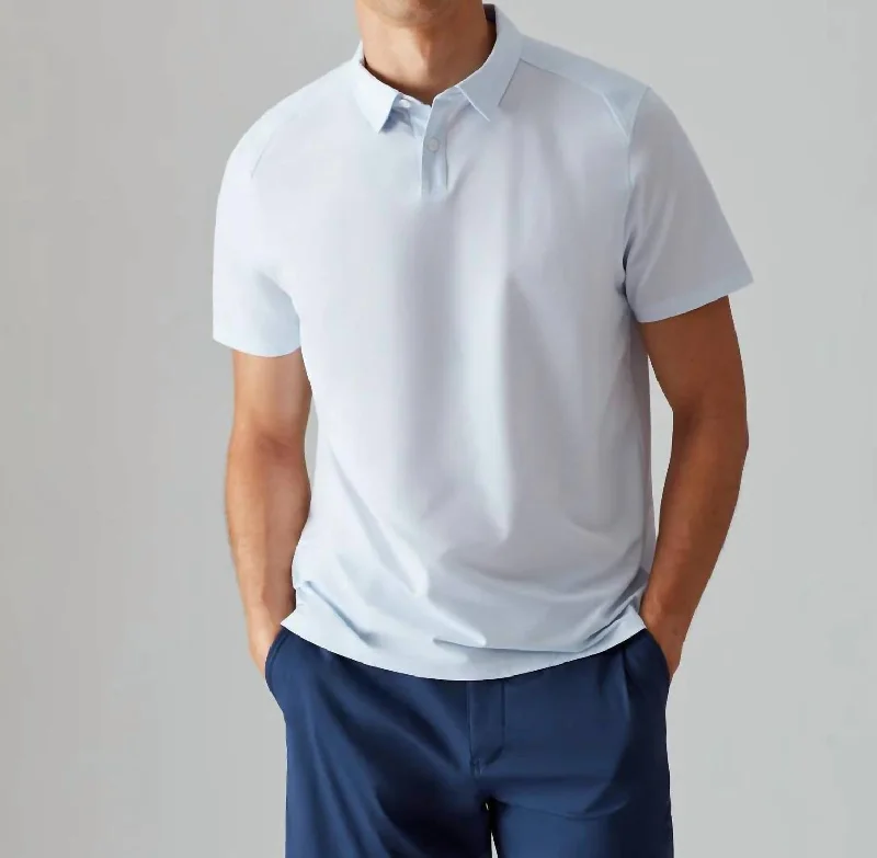 Men's antimicrobial t - shirts for odor - free freshness during travelCommuter Polo In Light Blue Micro Dot Men's antimicrobial t - shirts for odor - free freshness during travelCommuter Polo In Light Blue Micro Dot
