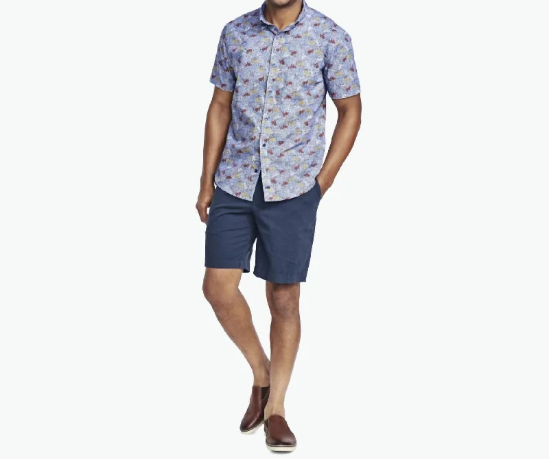 Men's moisture - wicking athletic t - shirts for intense workoutsCotton Short Sleeve Button Up Top In Navy Bicycle Men's moisture - wicking athletic t - shirts for intense workoutsCotton Short Sleeve Button Up Top In Navy Bicycle