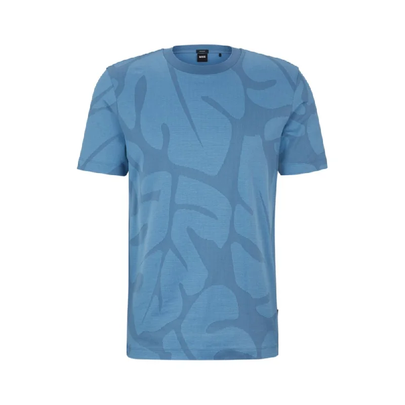 Men's UV - protection t - shirts for outdoor activities in the sunCotton T-shirt with two-tone monstera-leaf pattern Men's UV - protection t - shirts for outdoor activities in the sunCotton T-shirt with two-tone monstera-leaf pattern