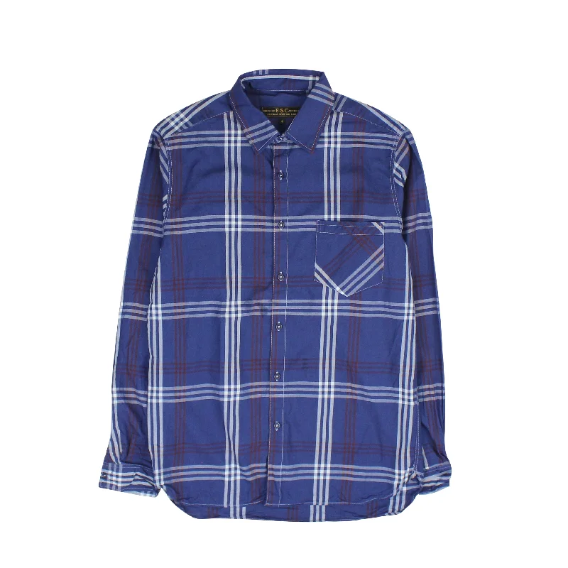 Men's smart - casual checkered t - shirts for semi - formal occasionsDark Blue Checkered Shirt Men's smart - casual checkered t - shirts for semi - formal occasionsDark Blue Checkered Shirt
