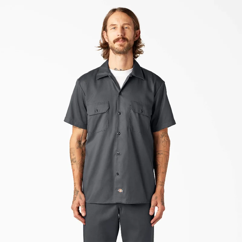 Men's slim - fit graphic t - shirts with vintage rock band printsDickies Slim Fit Short Sleeve Work Shirt Men's slim - fit graphic t - shirts with vintage rock band printsDickies Slim Fit Short Sleeve Work Shirt