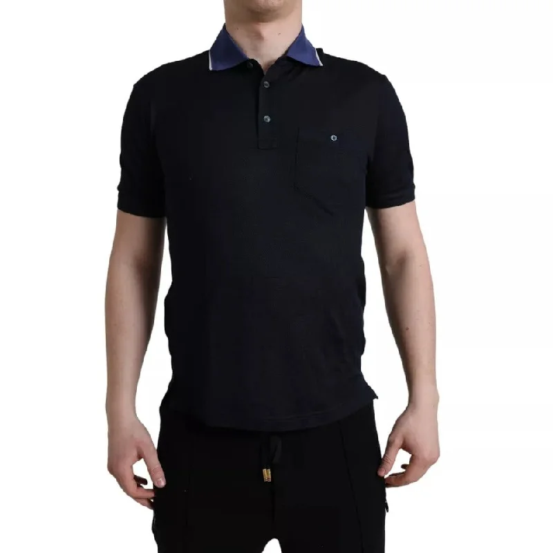 Men's thermal t - shirts with a high - neck design for cold weatherDolce & Gabbana blue Colla Short Sleeve Polo Men's T-shirt (Pre-Owned) Men's thermal t - shirts with a high - neck design for cold weatherDolce & Gabbana blue Colla Short Sleeve Polo Men's T-shirt (Pre-Owned)