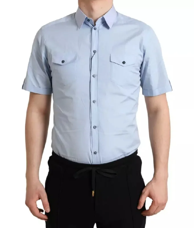 Men's UV - protection t - shirts for outdoor activities in the sunDolce & Gabbana blue Cotton Short Sleeves Casual Men's Shirt (Pre-Owned) Men's UV - protection t - shirts for outdoor activities in the sunDolce & Gabbana blue Cotton Short Sleeves Casual Men's Shirt (Pre-Owned)
