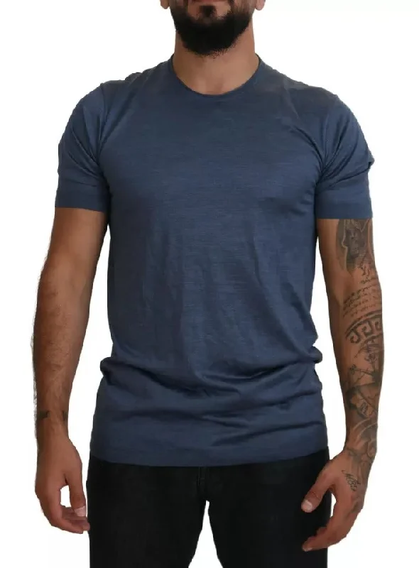 Men's polo t - shirts with a contrast collar for a preppy lookDolce & Gabbana blue Silk Men Short Sleeves Men's T-shirt (Pre-Owned) Men's polo t - shirts with a contrast collar for a preppy lookDolce & Gabbana blue Silk Men Short Sleeves Men's T-shirt (Pre-Owned)
