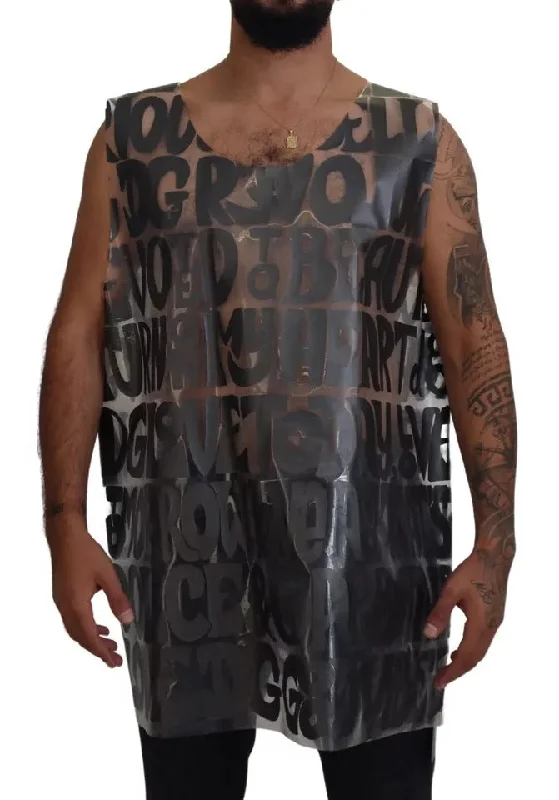 Men's slim - fit graphic t - shirts with vintage rock band printsDolce & Gabbana Clear DG Logo Print Sleeveless Nylon Men's T-shirt (Pre-Owned)