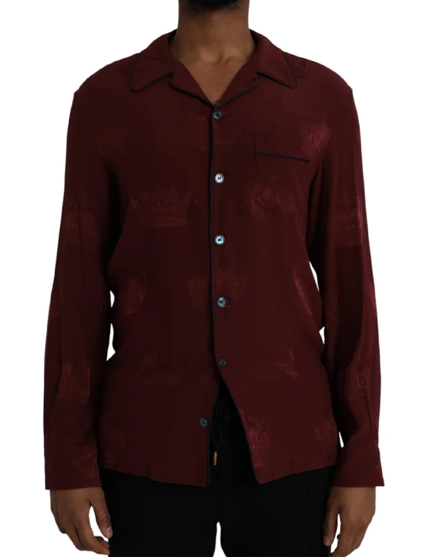 Men's short - sleeve linen t - shirts for summer beach outingsDolce & Gabbana Crown Jacquard Silk Long Sleeve Men's Shirt Men's short - sleeve linen t - shirts for summer beach outingsDolce & Gabbana Crown Jacquard Silk Long Sleeve Men's Shirt