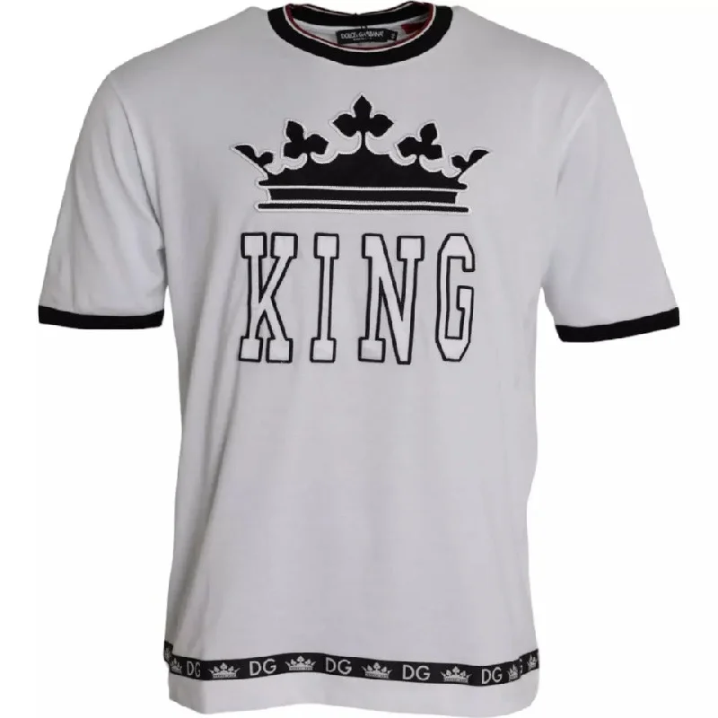 Men's mock - neck t - shirts with a modern and sleek styleDolce & Gabbana Crown King Cotton Crew Neck Men Men's T-shirt Men's mock - neck t - shirts with a modern and sleek styleDolce & Gabbana Crown King Cotton Crew Neck Men Men's T-shirt