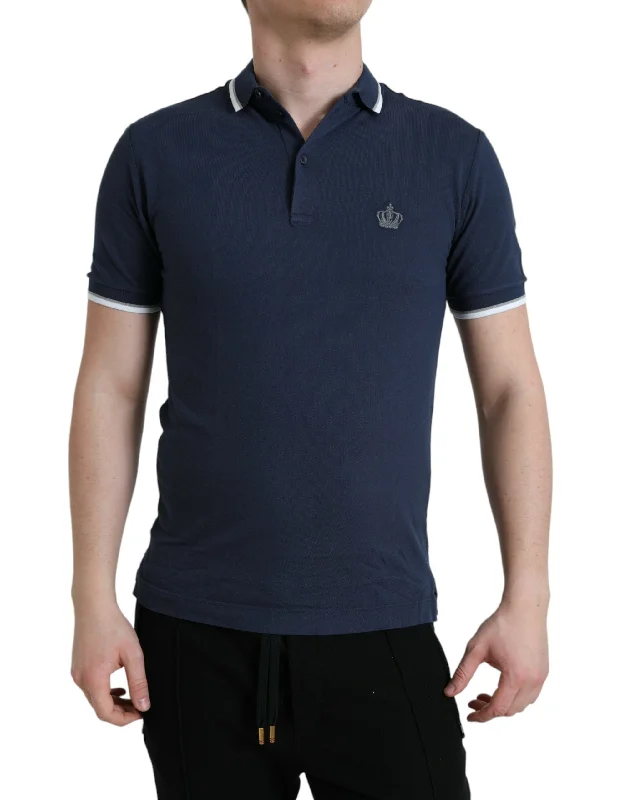 Men's button - front t - shirts with a unique artistic printDolce & Gabbana Elegant Crown Embroide Polo Men's T-Shirt Men's button - front t - shirts with a unique artistic printDolce & Gabbana Elegant Crown Embroide Polo Men's T-Shirt
