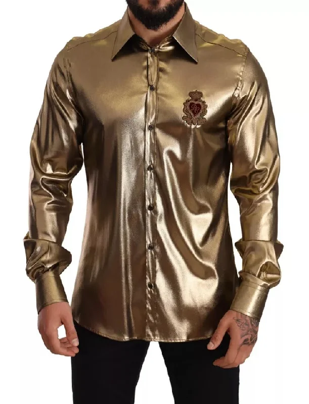 Men's tie - dye t - shirts with a bohemian styleDolce & Gabbana Metallic DG Embroide Crown Silk Top Men's Shirt (Pre-Owned) Men's tie - dye t - shirts with a bohemian styleDolce & Gabbana Metallic DG Embroide Crown Silk Top Men's Shirt (Pre-Owned)