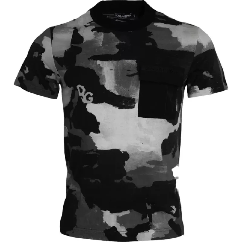 Men's short - sleeve linen t - shirts for summer beach outingsDolce & Gabbana multi Camouflage Cotton Crewneck Men's T-shirt Men's short - sleeve linen t - shirts for summer beach outingsDolce & Gabbana multi Camouflage Cotton Crewneck Men's T-shirt