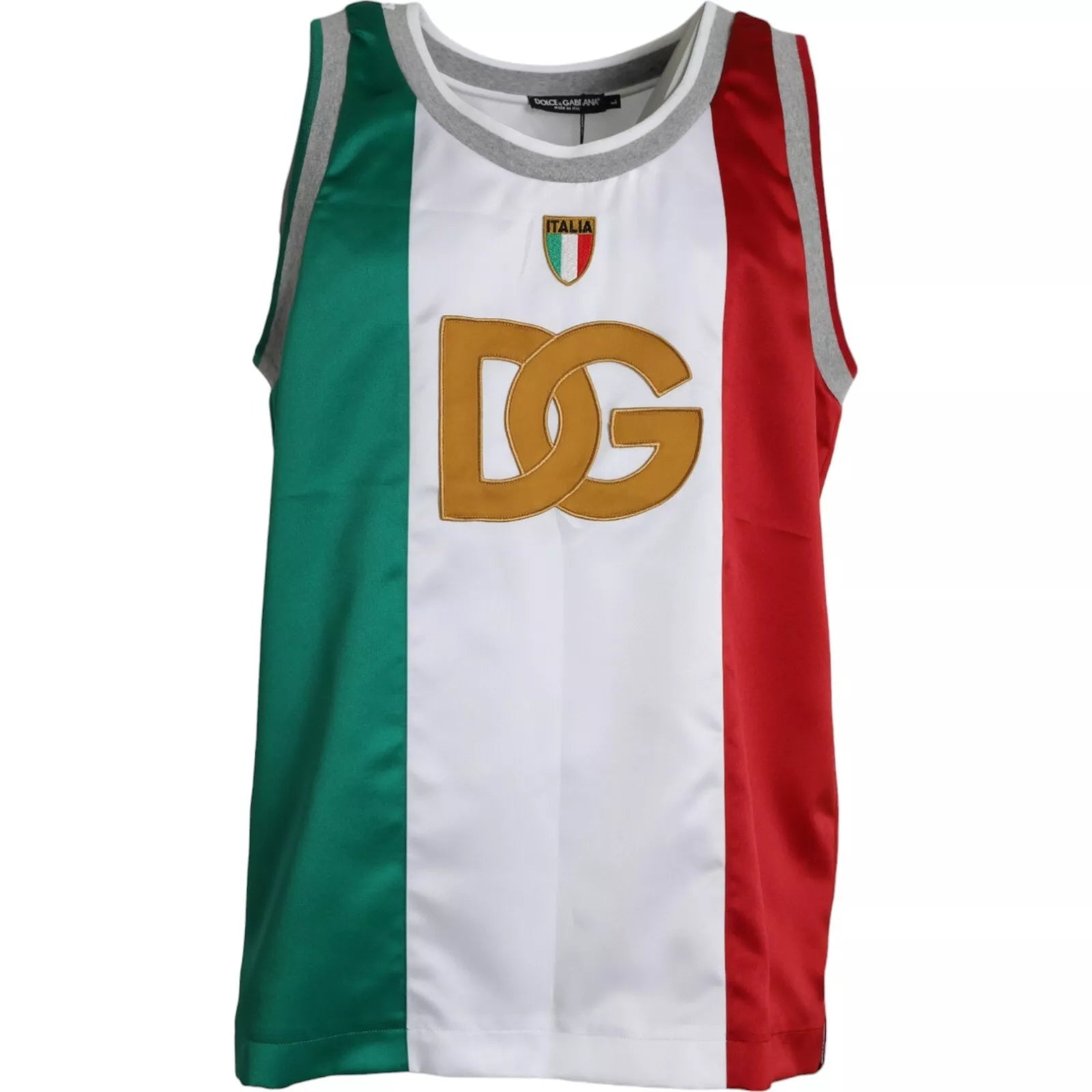 Men's mock - neck t - shirts with a modern and sleek styleDolce & Gabbana Sleeveless Top Italian Flag Basket Men's T-shirt Men's mock - neck t - shirts with a modern and sleek styleDolce & Gabbana Sleeveless Top Italian Flag Basket Men's T-shirt