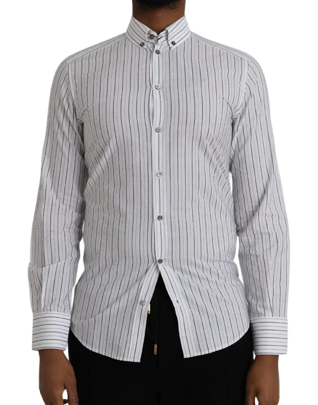 Men's button - front t - shirts with a unique artistic printDolce & Gabbana Striped Formal Dress Men's Shirt Men's button - front t - shirts with a unique artistic printDolce & Gabbana Striped Formal Dress Men's Shirt