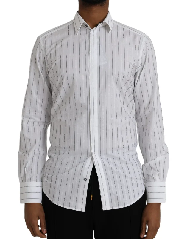 Men's polo t - shirts with a contrast collar for a preppy lookDolce & Gabbana Striped Formal Dress Men's Shirt Men's polo t - shirts with a contrast collar for a preppy lookDolce & Gabbana Striped Formal Dress Men's Shirt
