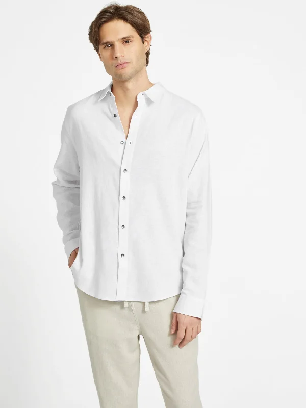 Men's button - front t - shirts with a unique artistic printEco Rome Linen Shirt