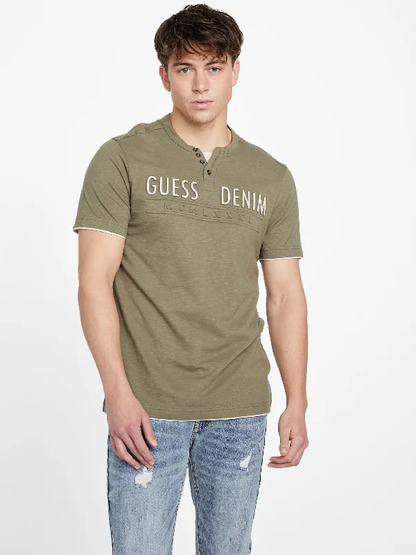 Men's thermal t - shirts with a high - neck design for cold weatherEdgar Henley Logo Tee Men's thermal t - shirts with a high - neck design for cold weatherEdgar Henley Logo Tee