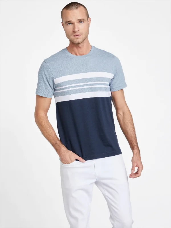 Men's mock - neck t - shirts with a modern and sleek styleEmilio Striped Tee