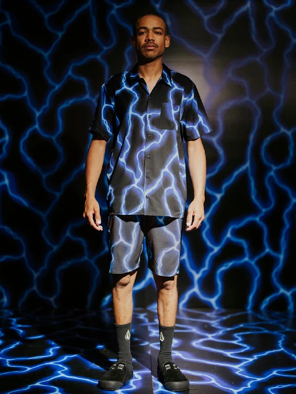 Men's button - front t - shirts with a unique artistic printFeatured Artist Travis Spinks Short Sleeve Shirt - Black Men's button - front t - shirts with a unique artistic printFeatured Artist Travis Spinks Short Sleeve Shirt - Black