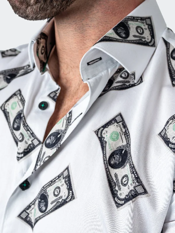 Men's short - sleeve linen t - shirts for summer beach outingsFibonacci MoneyMoneyMoney White Men's short - sleeve linen t - shirts for summer beach outingsFibonacci MoneyMoneyMoney White