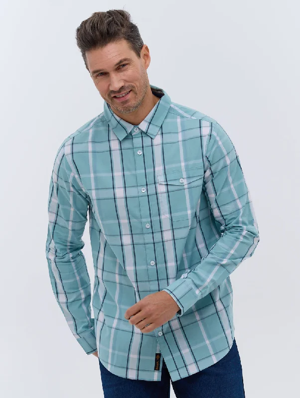 Men's mock - neck t - shirts with a modern and sleek styleGambi Long Sleeve Check Shirt Men's mock - neck t - shirts with a modern and sleek styleGambi Long Sleeve Check Shirt