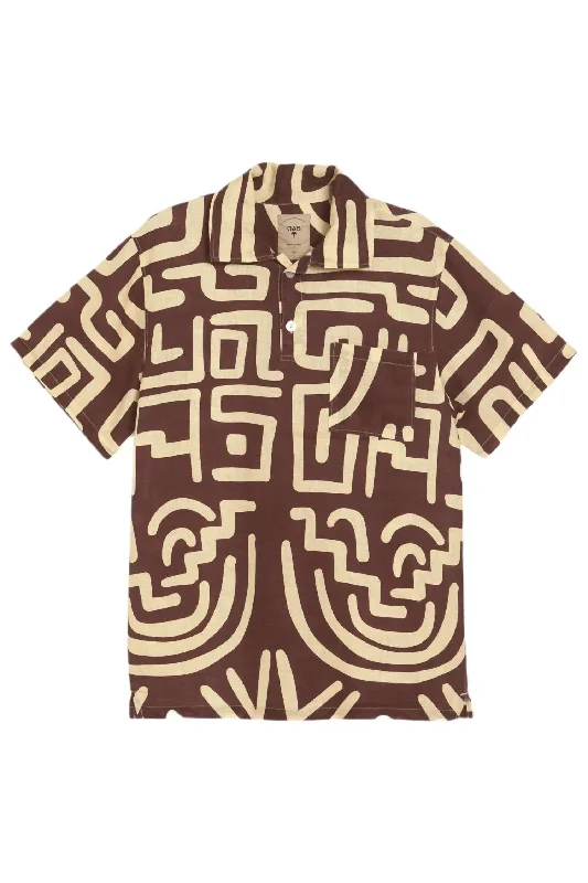 Men's smart - casual checkered t - shirts for semi - formal occasionsGirona Linen Shirt In Kalahara Men's smart - casual checkered t - shirts for semi - formal occasionsGirona Linen Shirt In Kalahara