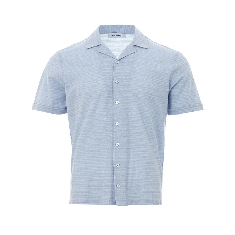 Men's plus - size pocket t - shirts with a classic lookGran Sasso Elegant blue Linen-Cotton Men's Men's Shirt Men's plus - size pocket t - shirts with a classic lookGran Sasso Elegant blue Linen-Cotton Men's Men's Shirt