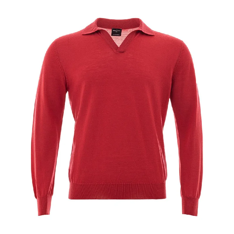 Men's smart - casual checkered t - shirts for semi - formal occasionsGran Sasso Elegant pink Wool Polo Shirt for Men's Men Men's smart - casual checkered t - shirts for semi - formal occasionsGran Sasso Elegant pink Wool Polo Shirt for Men's Men