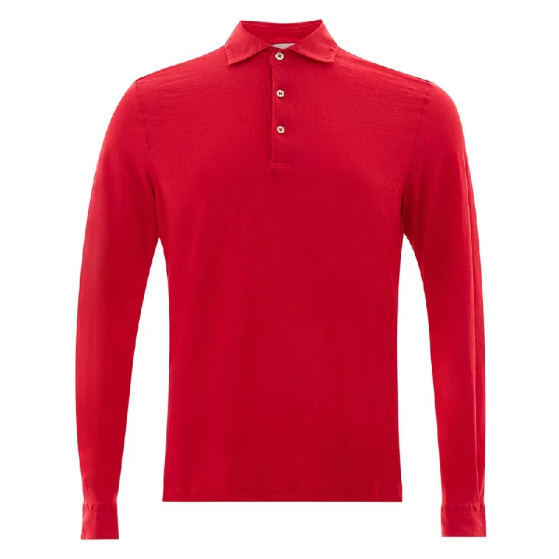 Men's v - neck muscle t - shirts for a body - building aestheticGran Sasso pink Italian Cotton Polo Men's Shirt