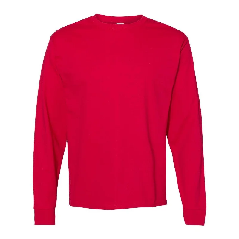 Men's mock - neck t - shirts with a modern and sleek styleHanes Essential-T Long Sleeve T-Shirt Men's mock - neck t - shirts with a modern and sleek styleHanes Essential-T Long Sleeve T-Shirt