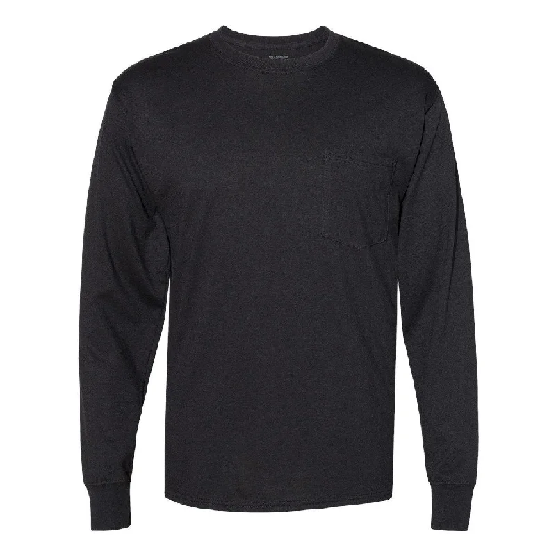 Men's short - sleeve linen t - shirts for summer beach outingsHanes Workwear Long Sleeve Pocket T-Shirt Men's short - sleeve linen t - shirts for summer beach outingsHanes Workwear Long Sleeve Pocket T-Shirt