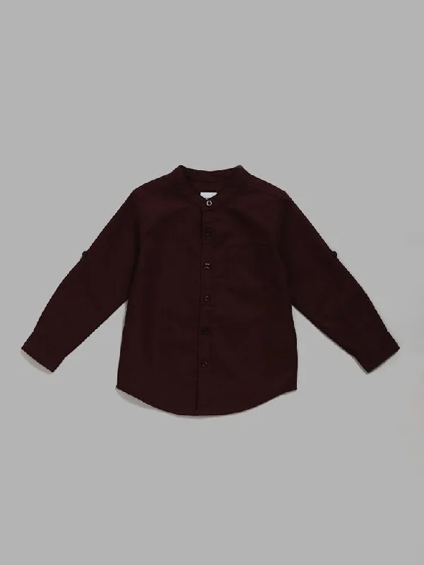 HOP Kids Plain Wine Casual Shirt