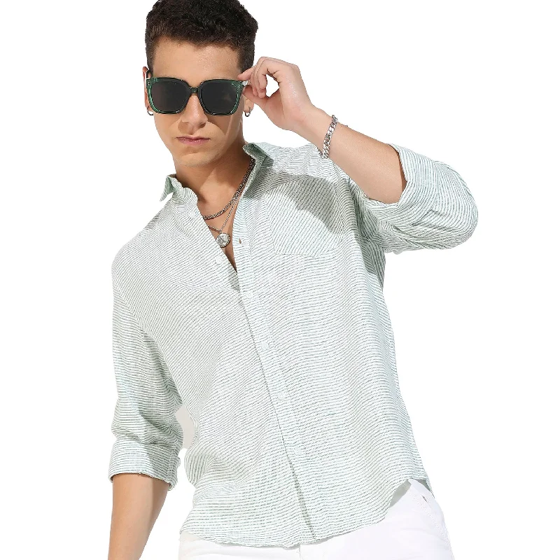 Men's organic cotton crew - neck t - shirts for everyday comfortHorizontal Chalk Striped Shirt Men's organic cotton crew - neck t - shirts for everyday comfortHorizontal Chalk Striped Shirt