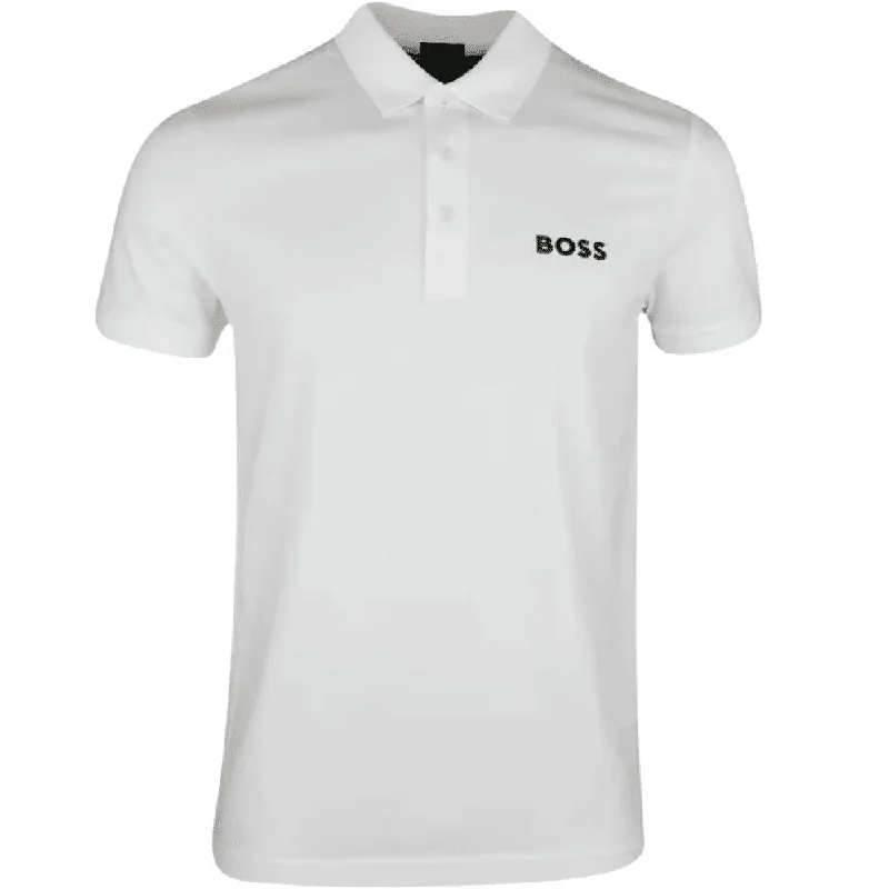 Men's eco - friendly recycled t - shirts for sustainable fashion choicesHugo Boss Men's Paule Slim Fit Poly Cotton Short Sleeve Polo Shirt, White
