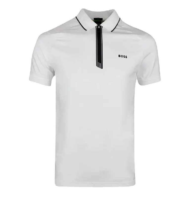 Men's slim - fit graphic t - shirts with vintage rock band printsHugo Boss Men's Phillix Stretch Half Zip Polo Shirt, White Men's slim - fit graphic t - shirts with vintage rock band printsHugo Boss Men's Phillix Stretch Half Zip Polo Shirt, White