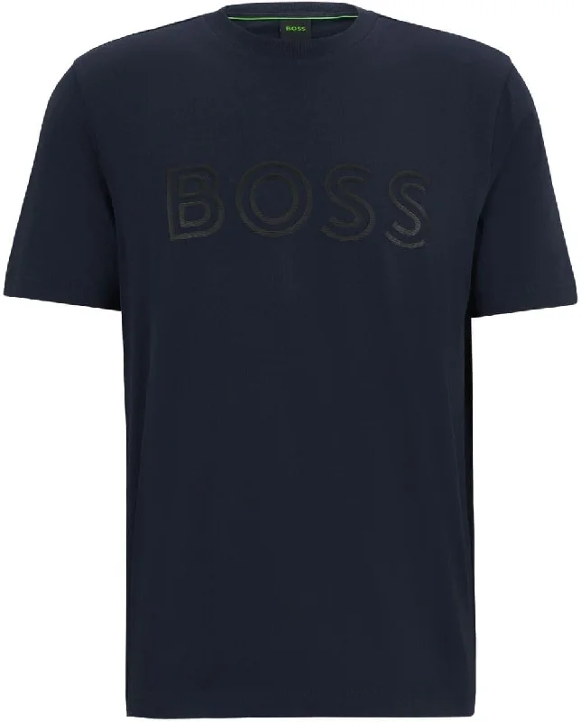 Men's organic cotton crew - neck t - shirts for everyday comfortHugo Boss Men's Tee 1 Outline Logo T-Shirt, Blueberry Blue Men's organic cotton crew - neck t - shirts for everyday comfortHugo Boss Men's Tee 1 Outline Logo T-Shirt, Blueberry Blue