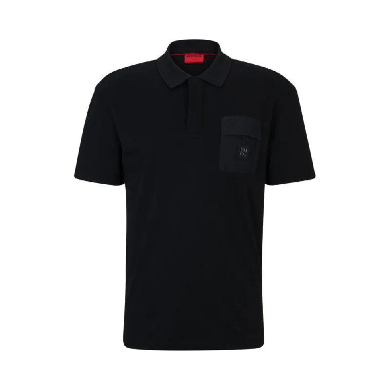 Men's mock - neck t - shirts with a modern and sleek styleInterlock-cotton polo shirt with stacked-logo trim Men's mock - neck t - shirts with a modern and sleek styleInterlock-cotton polo shirt with stacked-logo trim
