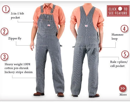 Overalls with a hood for added protection​IRREGULAR #45 American Made Stripe Bib Overalls SECOND, NO RETURNS