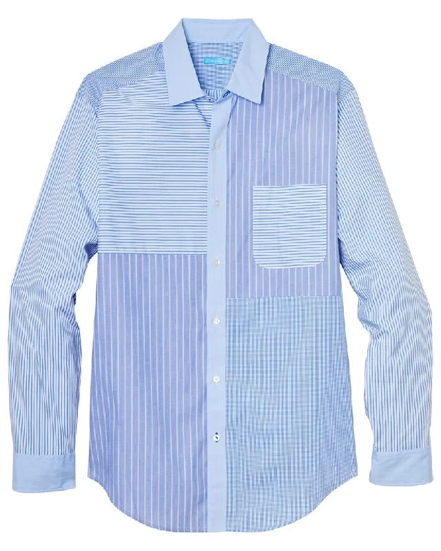 Men's mock - neck t - shirts with a modern and sleek styleJ.McLaughlin Patchwork Gramercy Patchwork Shirt Men's mock - neck t - shirts with a modern and sleek styleJ.McLaughlin Patchwork Gramercy Patchwork Shirt