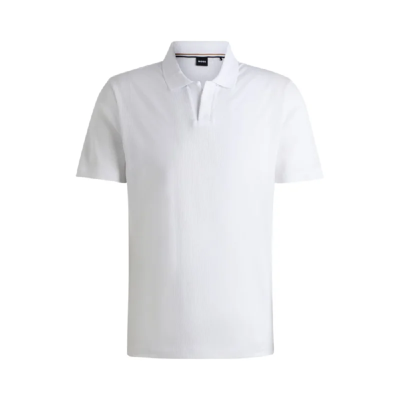 Men's distressed denim - look t - shirts with a rugged appealJohnny-collar polo shirt in mixed-structure cotton Men's distressed denim - look t - shirts with a rugged appealJohnny-collar polo shirt in mixed-structure cotton