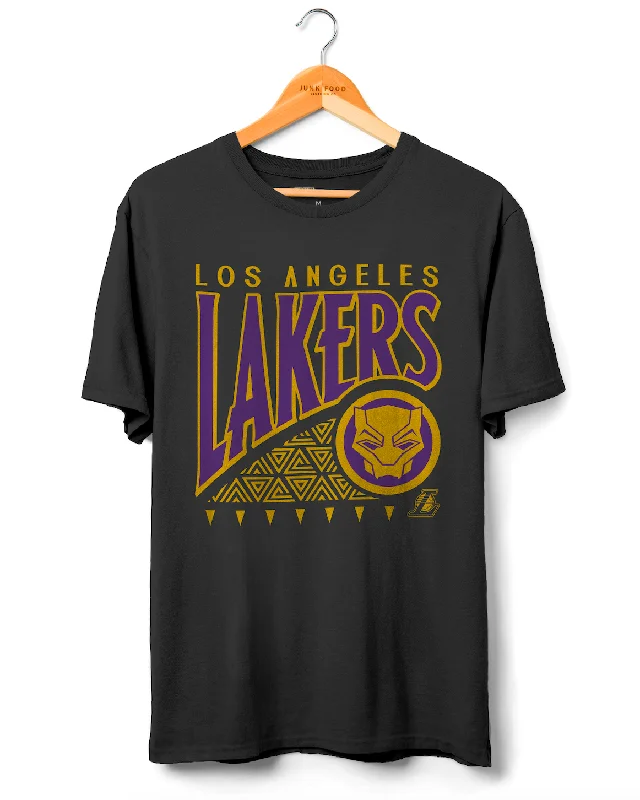 Men's thermal t - shirts with a high - neck design for cold weatherLakers Wakanda Forever Pattern Tee Men's thermal t - shirts with a high - neck design for cold weatherLakers Wakanda Forever Pattern Tee