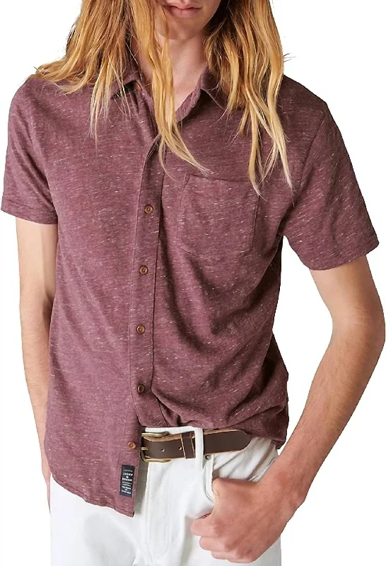 Men's organic cotton crew - neck t - shirts for everyday comfortLinen Short Sleeve Button Up Shirt In Huckleberry Men's organic cotton crew - neck t - shirts for everyday comfortLinen Short Sleeve Button Up Shirt In Huckleberry