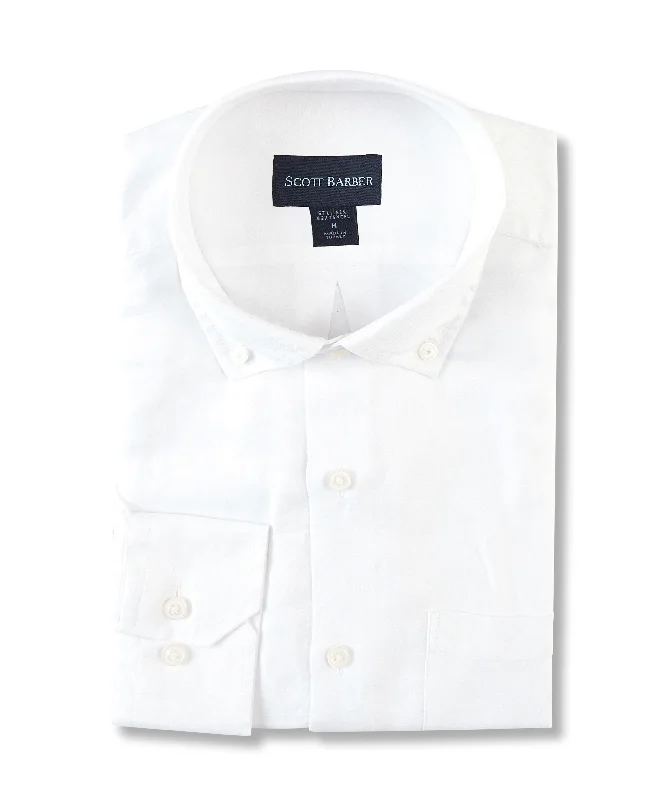 Men's polo t - shirts with a contrast collar for a preppy lookLinen/Tencel Solid Twill, White Men's polo t - shirts with a contrast collar for a preppy lookLinen/Tencel Solid Twill, White