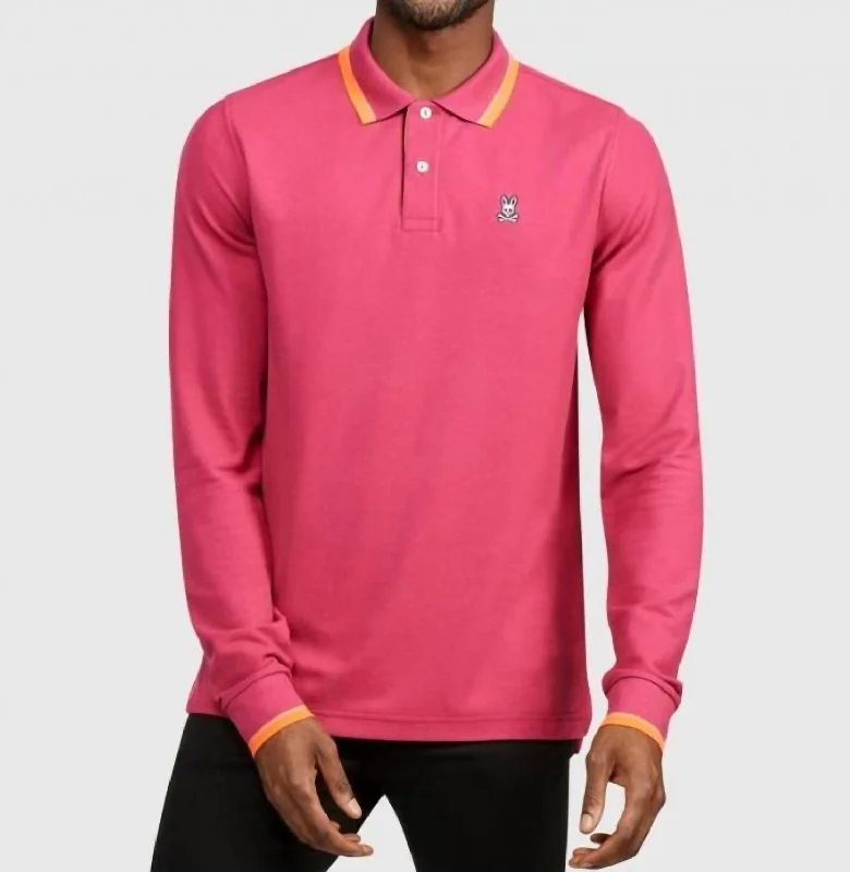Men's long - sleeve henley t - shirts with button - down placketsLong Sleeve Tipped Polo In Cranberry Men's long - sleeve henley t - shirts with button - down placketsLong Sleeve Tipped Polo In Cranberry