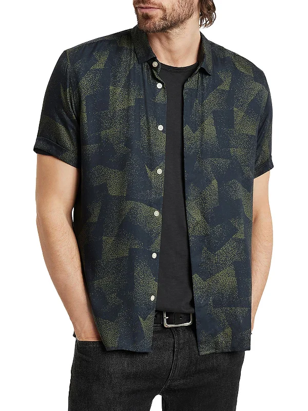 Men's printed Hawaiian t - shirts for tropical vacationsLoren Mens Collar Short Sleeve Button-Down Shirt Men's printed Hawaiian t - shirts for tropical vacationsLoren Mens Collar Short Sleeve Button-Down Shirt