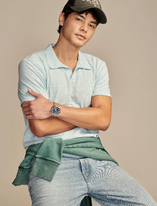 Men's eco - friendly recycled t - shirts for sustainable fashion choicesLucky Brand Men's Burnout Slub Jersey Johny Collar Polo Men's eco - friendly recycled t - shirts for sustainable fashion choicesLucky Brand Men's Burnout Slub Jersey Johny Collar Polo