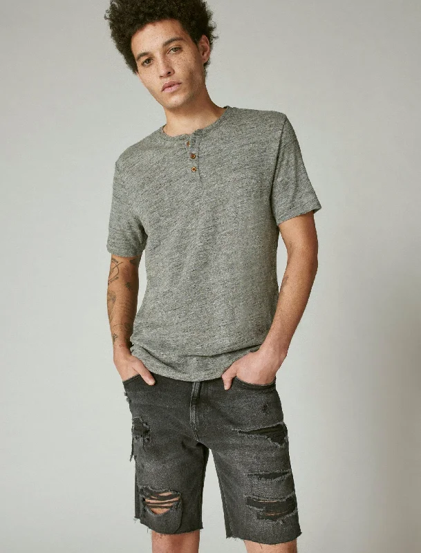 Men's distressed denim - look t - shirts with a rugged appealLucky Brand Men's Linen Henley Men's distressed denim - look t - shirts with a rugged appealLucky Brand Men's Linen Henley